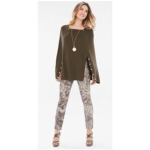 Chicos So Slimming Floral Print Straight Leg Pants Women Size 1